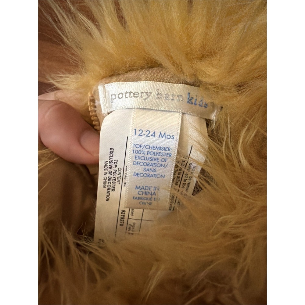 Pottery Barn Kids Baby Lion Costume 12-24 Months Has Tail No Hood - Picture 8 of 8